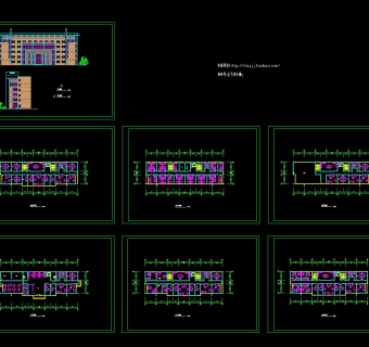 六层办公楼平立面设计图纸，办公楼CAD施工图纸下载