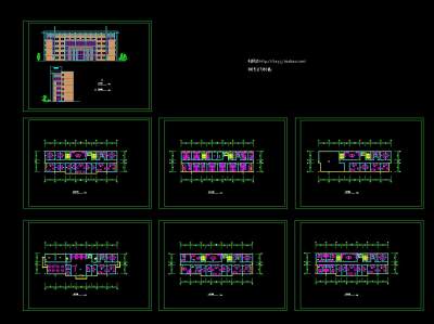 六层办公楼平立面设计图纸，办公楼CAD施工图纸下载