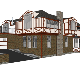 现代独栋别墅su模型下载，别墅草图大师模型分享