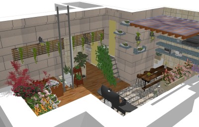 现代屋顶花园草图大师模型，屋顶花园sketchup模型下载