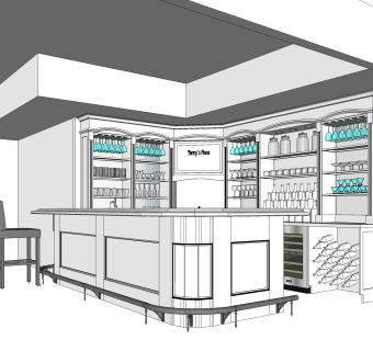 简欧岛型橱柜su模型，厨房柜草图大师模型下载
