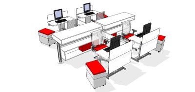 现代办公桌草图大师模型，办公桌sketchup模型下载