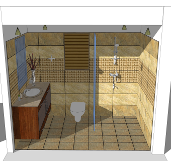 现代瓷砖草图大师模型，双人床SKP模型下载