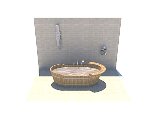 现代<em>传统</em>木制浴缸草图大师模型，sketchup模型免费下载