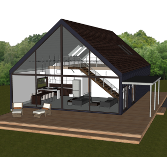 现代阳光房SU模型，阳光房SKB文件下载