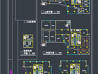 高层综合楼建筑设计CAD施工图，办公空间CAD施工图下载