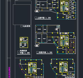 高层综合楼建筑设计CAD施工图，办公空间CAD施工图下载