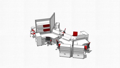 办公桌草图大师模型，办工桌sketchup模型，办工桌su素材下载