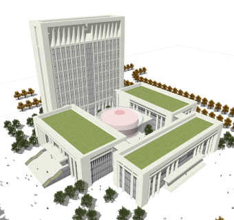 现代行政办公楼草图大师模型，行政办公楼sketchup模型免费下载