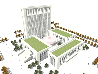 现代行政办公楼草图大师模型，行政办公楼sketchup模型免费下载