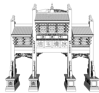 贞洁牌坊草图大师模型下载、贞洁牌坊su模型下载