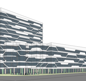 现代办公楼外观草图大师模型，办公楼外观sketchup模型免费下载