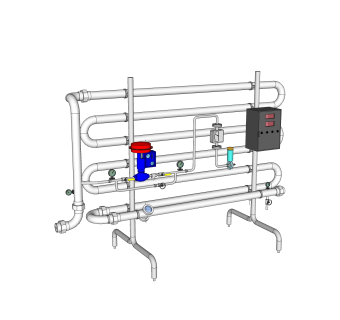 现代阀门管道草图大师模型，管道sketchup模型下载