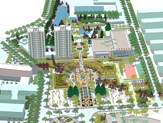 <em>新中式公园景观</em>草图大师模型，公园sketchup模型下载