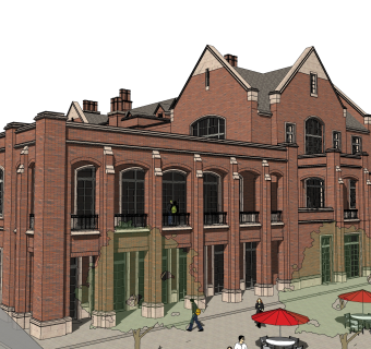 欧式酒店草图大师模型，酒店sketchup模型免费下载