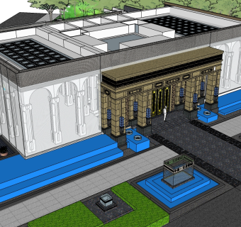 现代售楼处skb模型分享，售楼中心SU模型下载