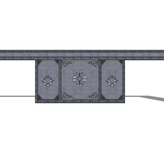 现代景观墙SU模型下载，景观墙skb模型分享
