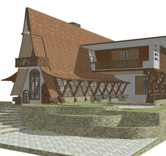 东南亚独栋别墅草图大师模型，独栋别墅sketchup模型免费下载