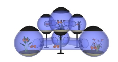 现代玻璃鱼缸草图大师模型，鱼缸sketchup模型下载