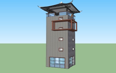 中式景观塔草图大师模型，景观塔sketchup模型skp文件下载