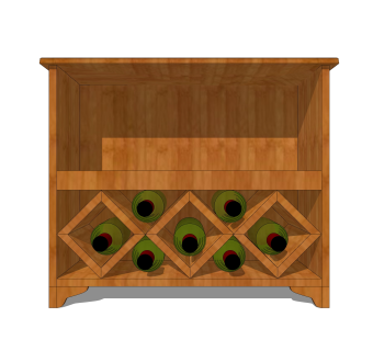 现代实木酒柜草图大师模型，酒柜su模型下载