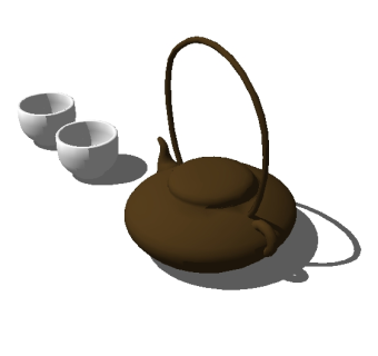 现代茶具草图大师模型，茶具sketchup模型