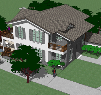 欧式别墅su模型，别墅草图大师模型下载