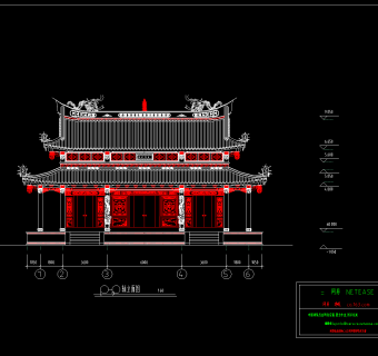 古建寺庙CAD施工图，寺庙CAD建筑图纸下载