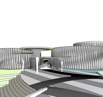 现代售楼处建筑方案草图大师模型，售楼部建筑sketchup模型免费下载