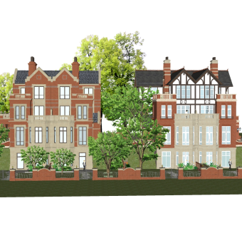 欧式别墅外观草图大师模型，别墅外观sketchup模型免费下载