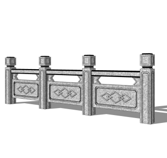 中式精品石栏杆su模型集下载