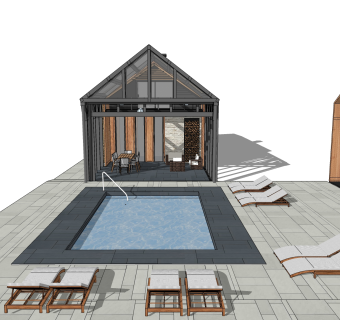 现代别墅草图大师模型下载，别墅SKP模型下载