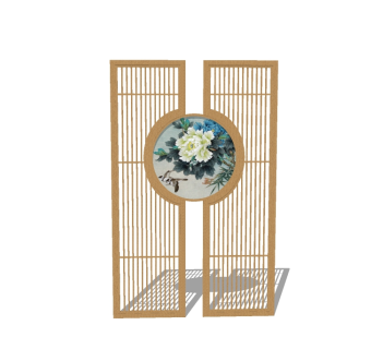 新中式屏风草图大师模型，屏风sketchup模型下载