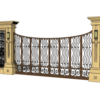 欧式入口大门skp文件下载，入口大门SU模型分享