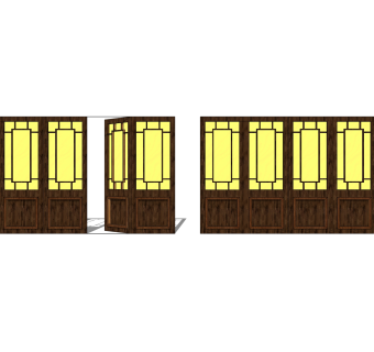 新中式门 草图大师模型，中式门SU模型下载