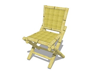 现代竹制品su模型，椅子草图大师模型下载
