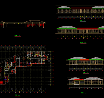 中式食堂全套CAD施工图，食堂CAD图纸下载