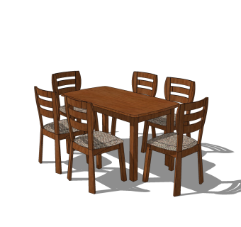 现代餐桌椅免费su模型，餐桌椅草图大师模型下载