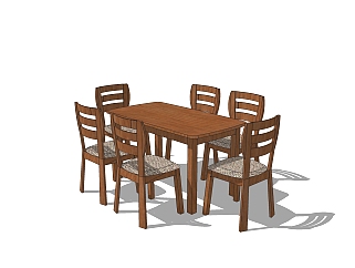 现代餐桌椅免费su模型，餐桌椅草图大师模型下载