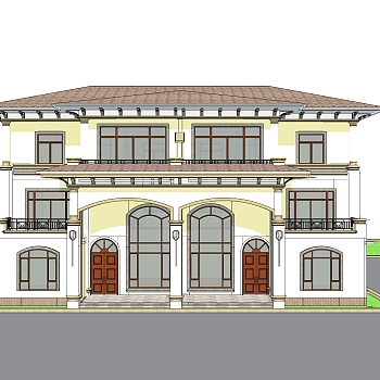 欧式连排别墅草图大师模型，别墅sketchup模型免费下载