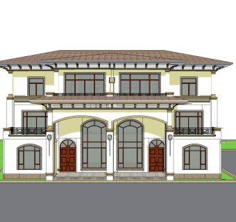 欧式连排别墅草图大师模型，别墅sketchup模型免费下载