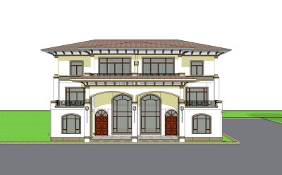 欧式连排别墅草图大师模型，别墅sketchup模型免费下载