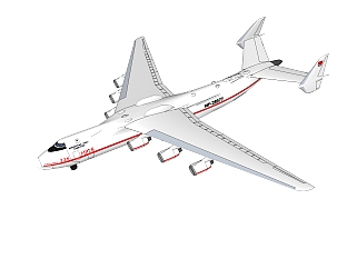 现代苏联AN-225梦幻运输机草图大师模型，运输机SU模型...