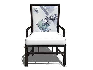 新中式单椅草图大师模型，单椅sketchup模型下载