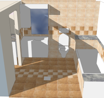 现代瓷砖草图大师模型，双人床SKP模型下载