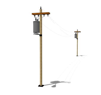 现代电线杆免费su模型下载、电线杆草图大师模型下载