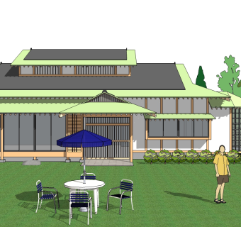 日韩式风格别墅su模型下载、日韩式风格别墅草图大师模型下载