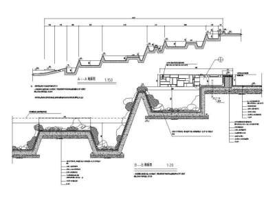 景观溪流剖面大样施工图一