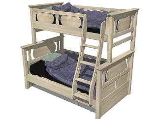 高低<em>床铺</em>草图大师模型，儿童床SU模型下载