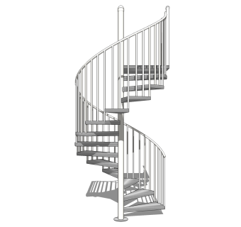 现代钢结构螺旋楼梯草图大师模型，钢结构螺旋楼梯sketchup模型免费下载